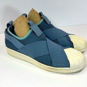 Adidas Superstar Slip On Shoes Original Women’s Size 9 Sneakers Blue White
